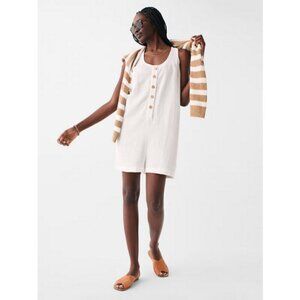 💕FAHERTY💕 Dream Cotton Gauze Jamesport Romper ~ White Medium M NWT
